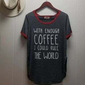Womens Blouse W/"Enough Coffee... Sz Lg